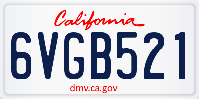 CA license plate 6VGB521