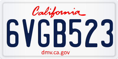 CA license plate 6VGB523