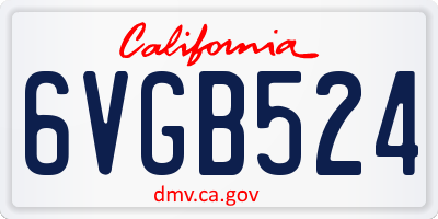 CA license plate 6VGB524