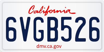 CA license plate 6VGB526