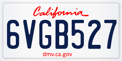 CA license plate 6VGB527