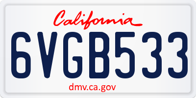 CA license plate 6VGB533