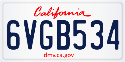 CA license plate 6VGB534