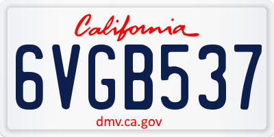 CA license plate 6VGB537