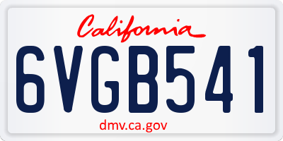 CA license plate 6VGB541