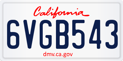 CA license plate 6VGB543