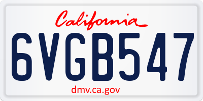CA license plate 6VGB547