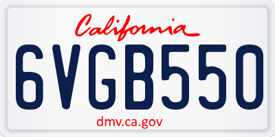 CA license plate 6VGB550