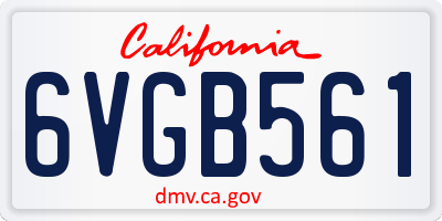 CA license plate 6VGB561