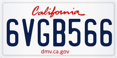 CA license plate 6VGB566