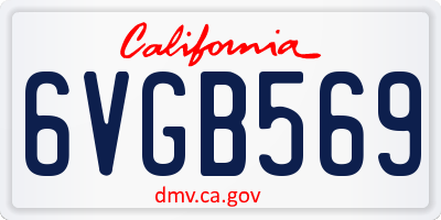 CA license plate 6VGB569