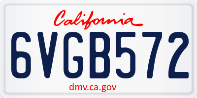 CA license plate 6VGB572