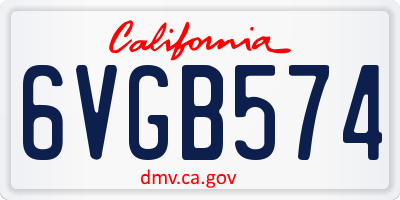 CA license plate 6VGB574