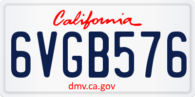 CA license plate 6VGB576