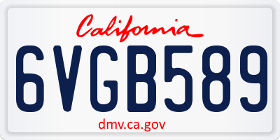 CA license plate 6VGB589