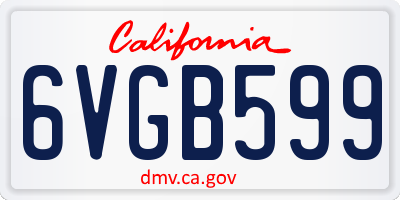 CA license plate 6VGB599