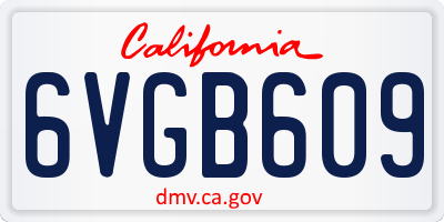 CA license plate 6VGB609