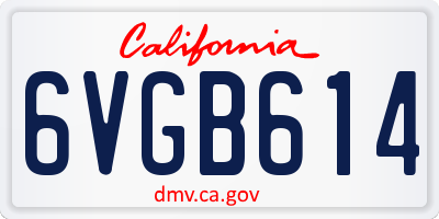 CA license plate 6VGB614