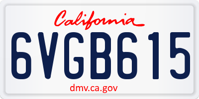 CA license plate 6VGB615