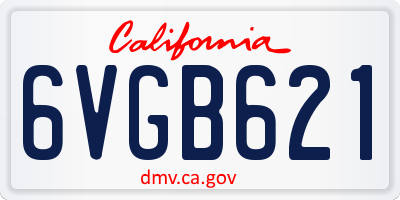 CA license plate 6VGB621