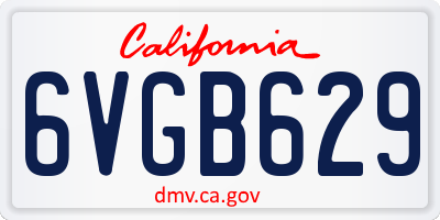 CA license plate 6VGB629