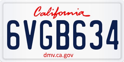 CA license plate 6VGB634
