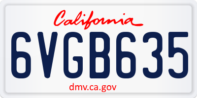 CA license plate 6VGB635