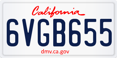 CA license plate 6VGB655