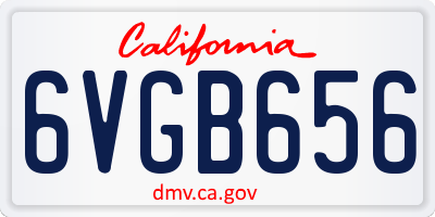 CA license plate 6VGB656