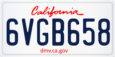 CA license plate 6VGB658