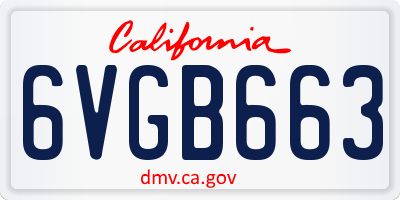 CA license plate 6VGB663