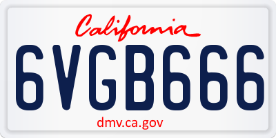 CA license plate 6VGB666