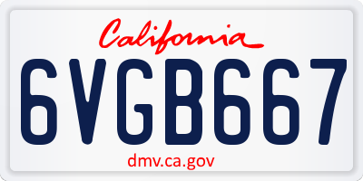 CA license plate 6VGB667