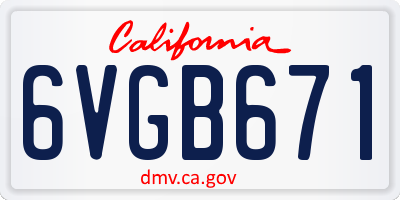 CA license plate 6VGB671