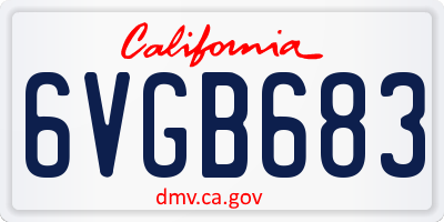 CA license plate 6VGB683
