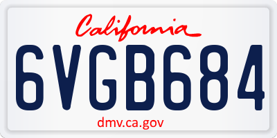 CA license plate 6VGB684