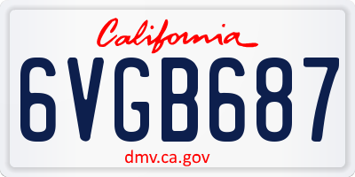 CA license plate 6VGB687
