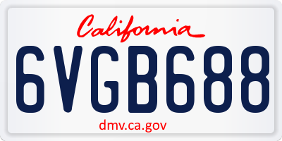 CA license plate 6VGB688