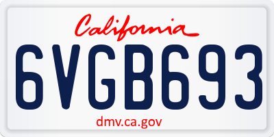 CA license plate 6VGB693