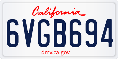 CA license plate 6VGB694