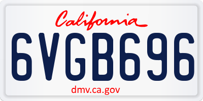 CA license plate 6VGB696