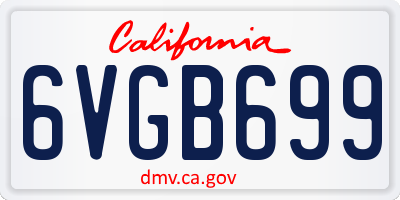 CA license plate 6VGB699
