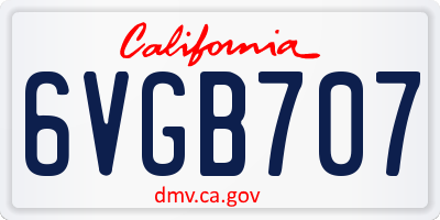 CA license plate 6VGB707