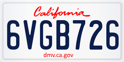 CA license plate 6VGB726