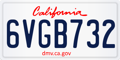 CA license plate 6VGB732
