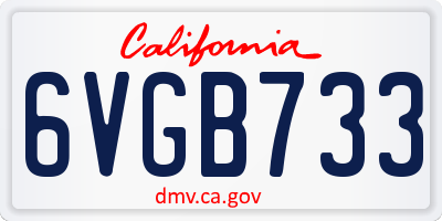CA license plate 6VGB733