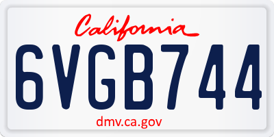 CA license plate 6VGB744
