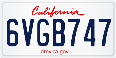 CA license plate 6VGB747