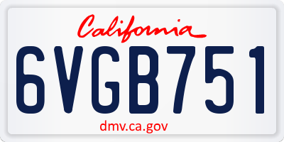CA license plate 6VGB751