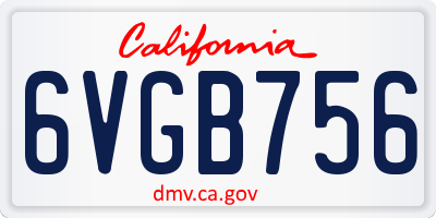 CA license plate 6VGB756
